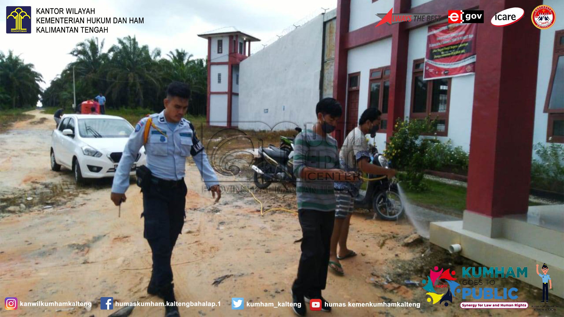 Gugus Percepatan Penanganan Covid-19 Desa Natai Sedawak Semprotkan Bangunan Lapas Sukamara