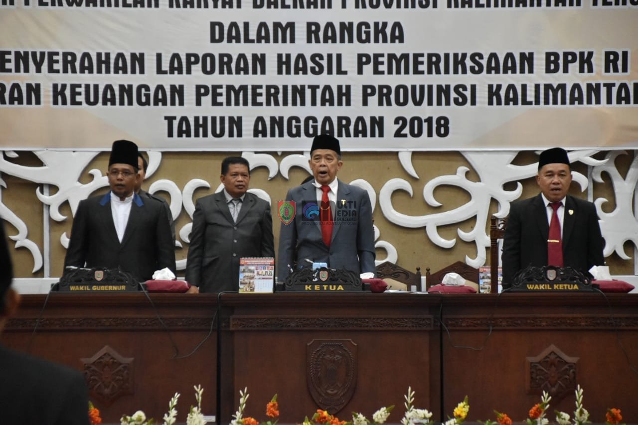 BPK-RI Perwakilan Kalteng Serahkan LHP atas Laporan Keuangan Pemprov Tahun 2018