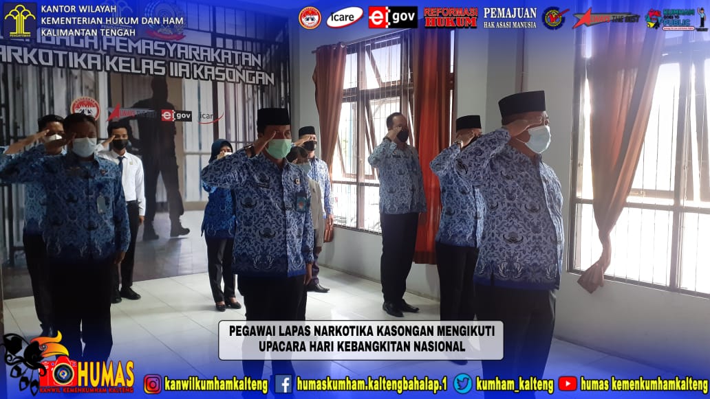 Lapas Narkotika Kasongan Ikuti Upacara Hari Kebangkitan Nasional Tahun 2021 Secara Virtual