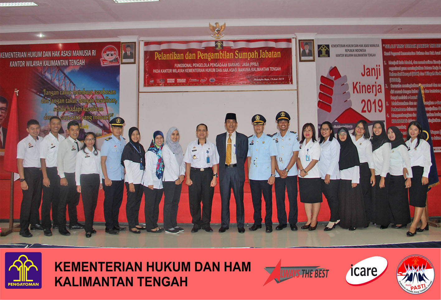 Pelantikan Jabatan Fungsional Pengelola Pengadaan Barang/Jasa Kanwil Kemenkumham Kalteng