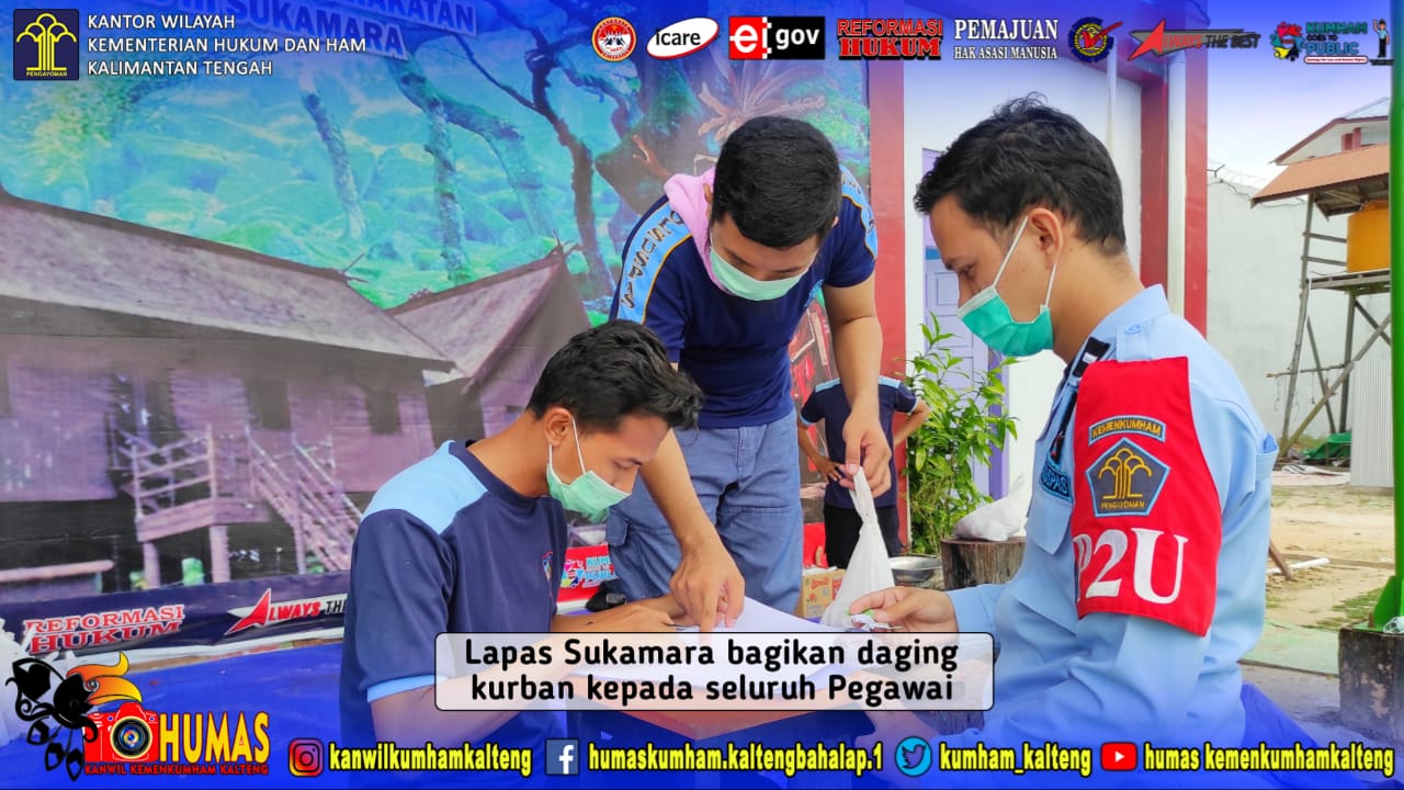 Lapas Sukamara Bagikan Daging Kurban Kepada Pegawai dan Warga Binaan