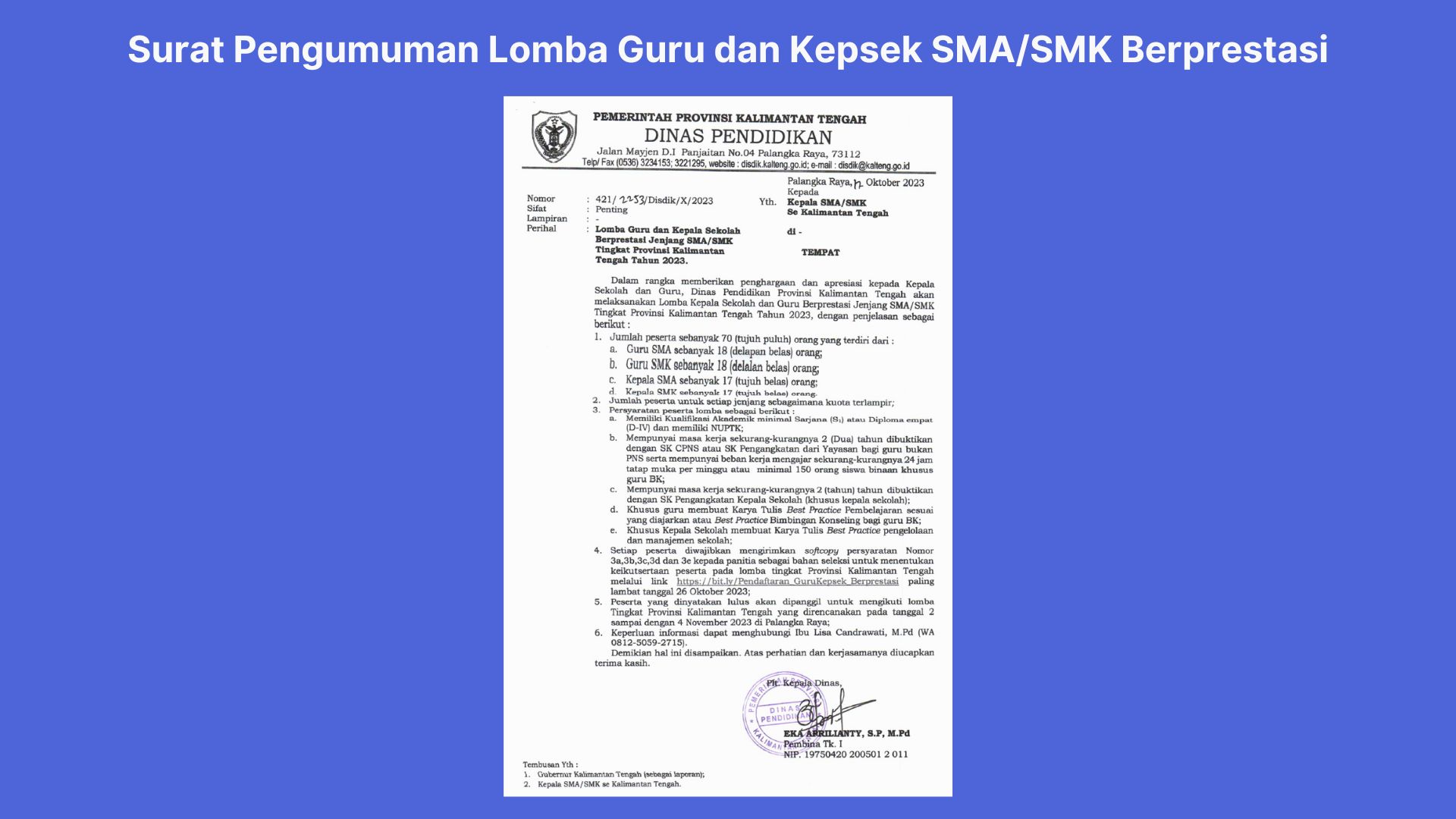Disdik Gelar Lomba Guru dan Kepala Sekolah Berprestasi Jenjang SMA/SMK