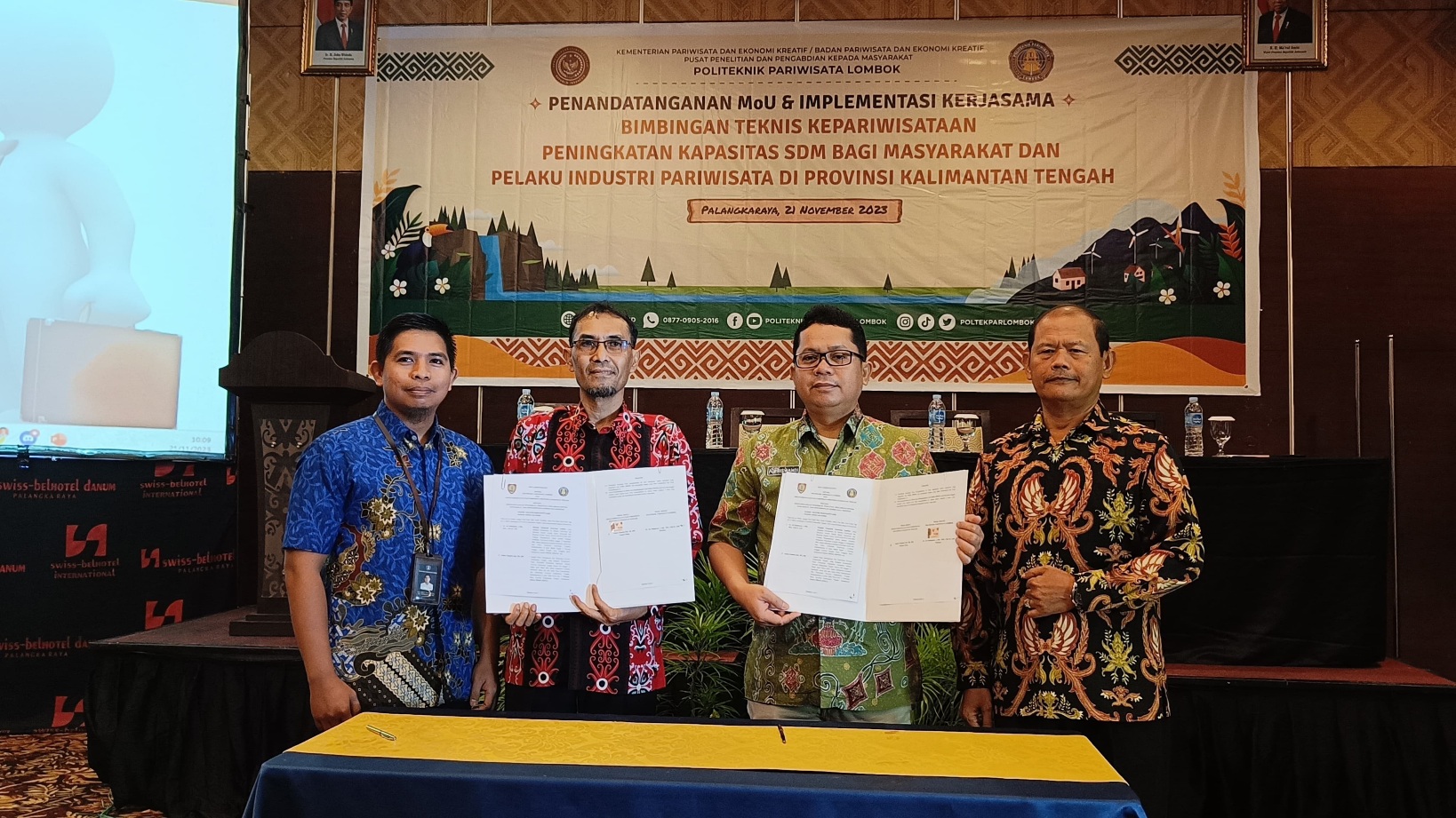 Disbudpar Kalteng dan Poltekpar Lombok Tandatangani Nota Kesepahaman Kerja Sama Pariwisata