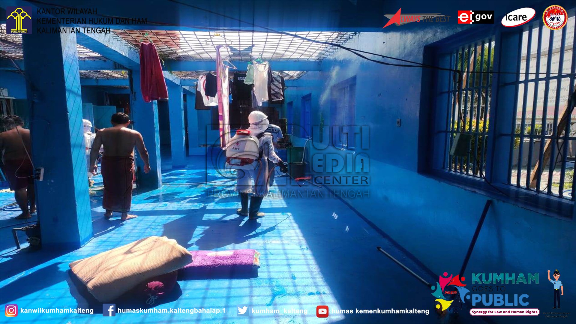 PMI Kota Palangka Raya Semprot Disinfektan ke Lapas Palangka Raya