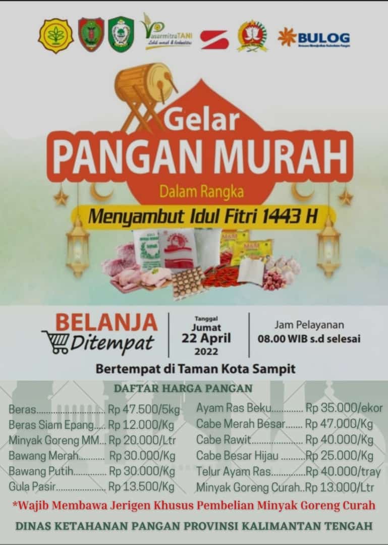 Kementan Gandeng Dinas Ketahanan Prov. Kalteng Adakan Gelar Pangan Murah di Sampit