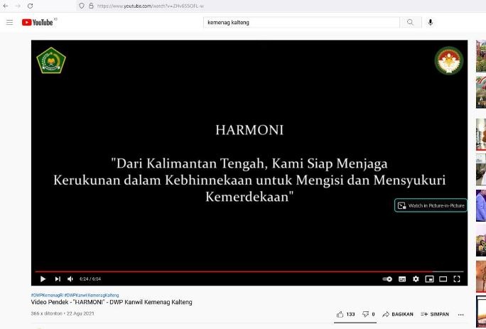 Harmoni, Video Pendek Karya Kemenag Kalteng Tentang Kerukunan