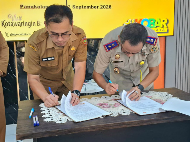 Bapenda Kobar dan Kantor Pertanahan Kobar Tanda Tangani PKS Perkuat Optimasi BPHTB