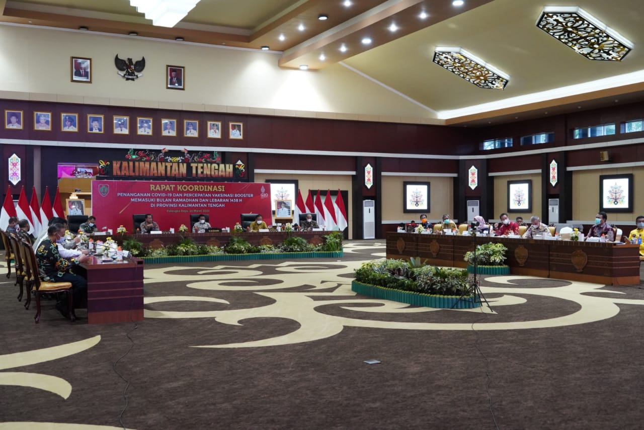 Wagub Kalteng Pimpin Rakor Penanganan Covid-19 dan Percepatan Vaksinasi Booster Memasuki Bulan Ramadhan dan Lebaran 1443 H