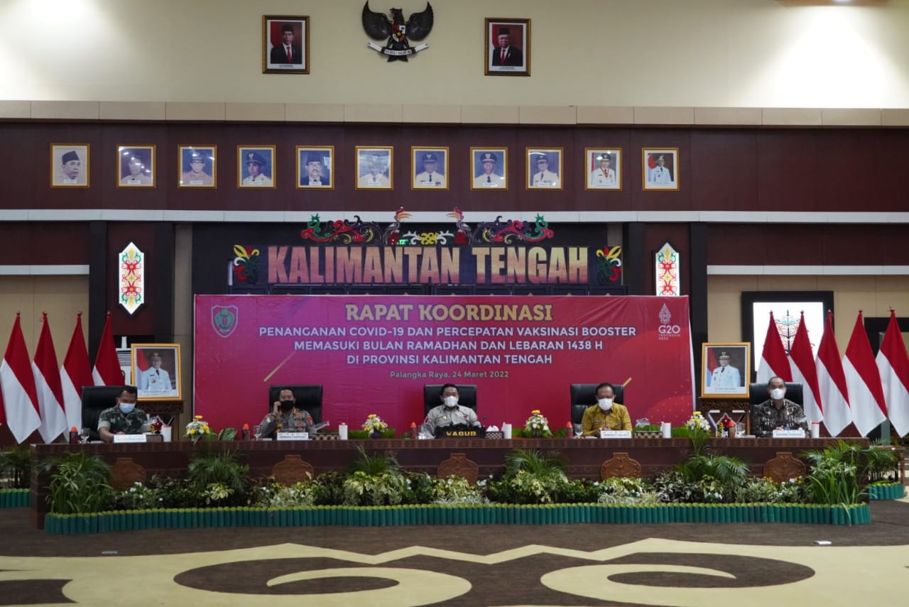 Wagub Kalteng Pimpin Rakor Penanganan Covid-19 dan Percepatan Vaksinasi Booster Memasuki Bulan Ramadhan dan Lebaran 1443 H
