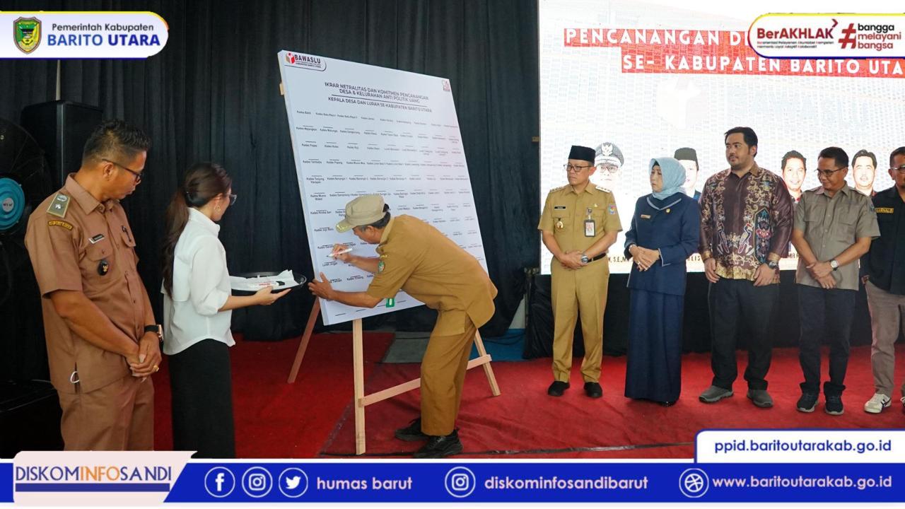 Jelang PSU 2025, Pemkab Barito Utara Laksanakan Ikrar Netralitas Kades dan Lurah