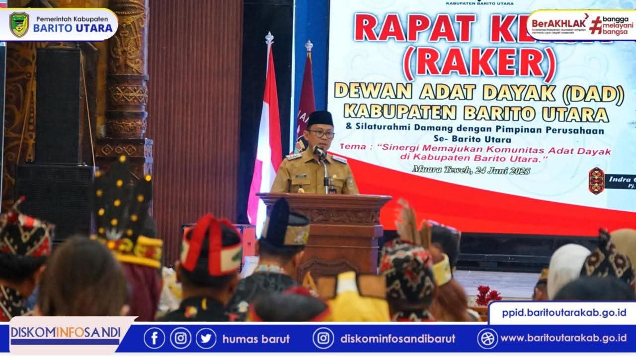 Pj. Bupati Barito Utara Buka Rapat Kerja Dewan Adat Dayak Kabupaten Barito Utara