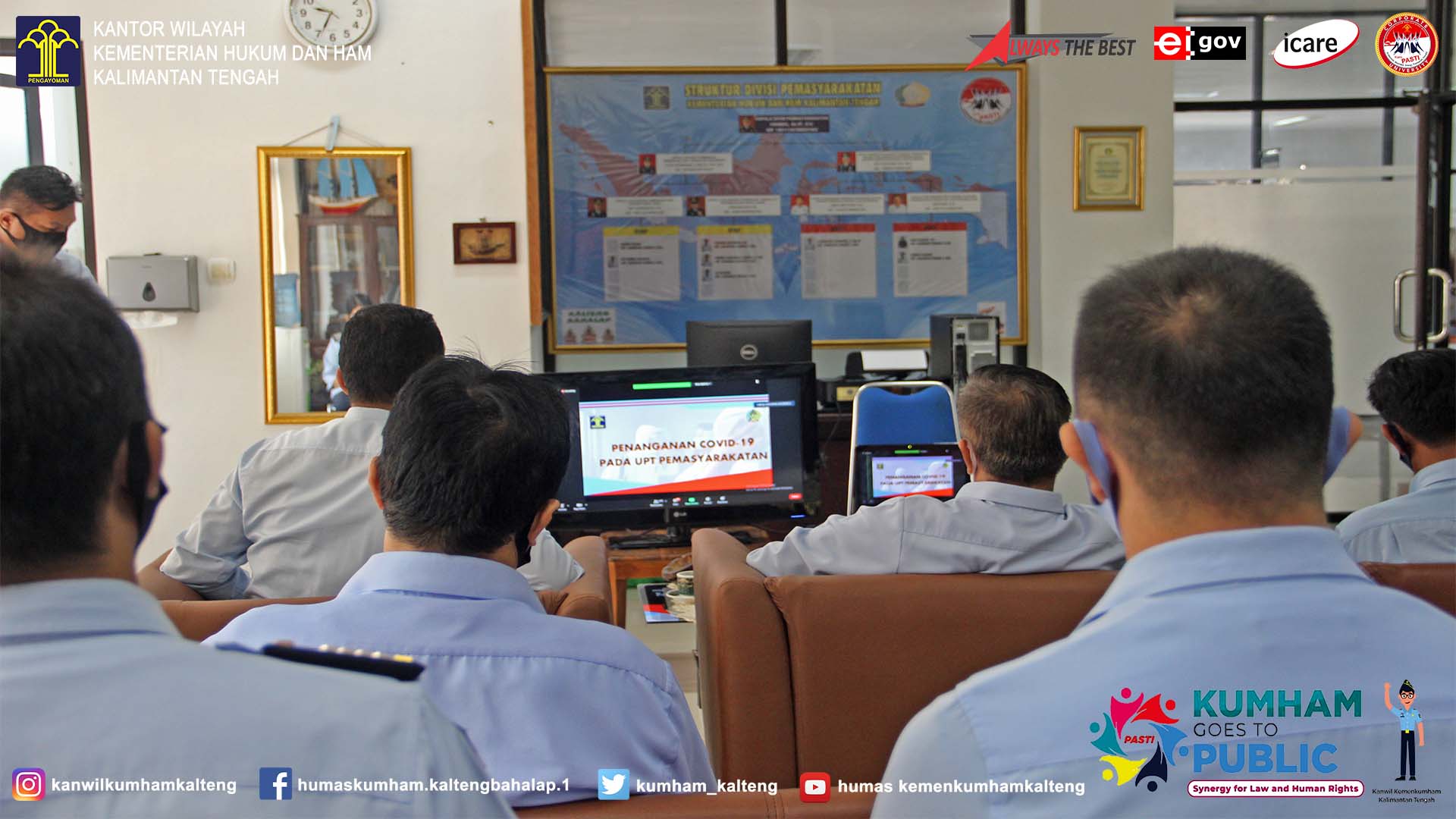 Kadivpas Kanwil Kumham Kalteng Beserta Jajaran Ikuti Sosialisasi dan Pendampingan Penanganan Infeksi Covid-19 Secara Virtual