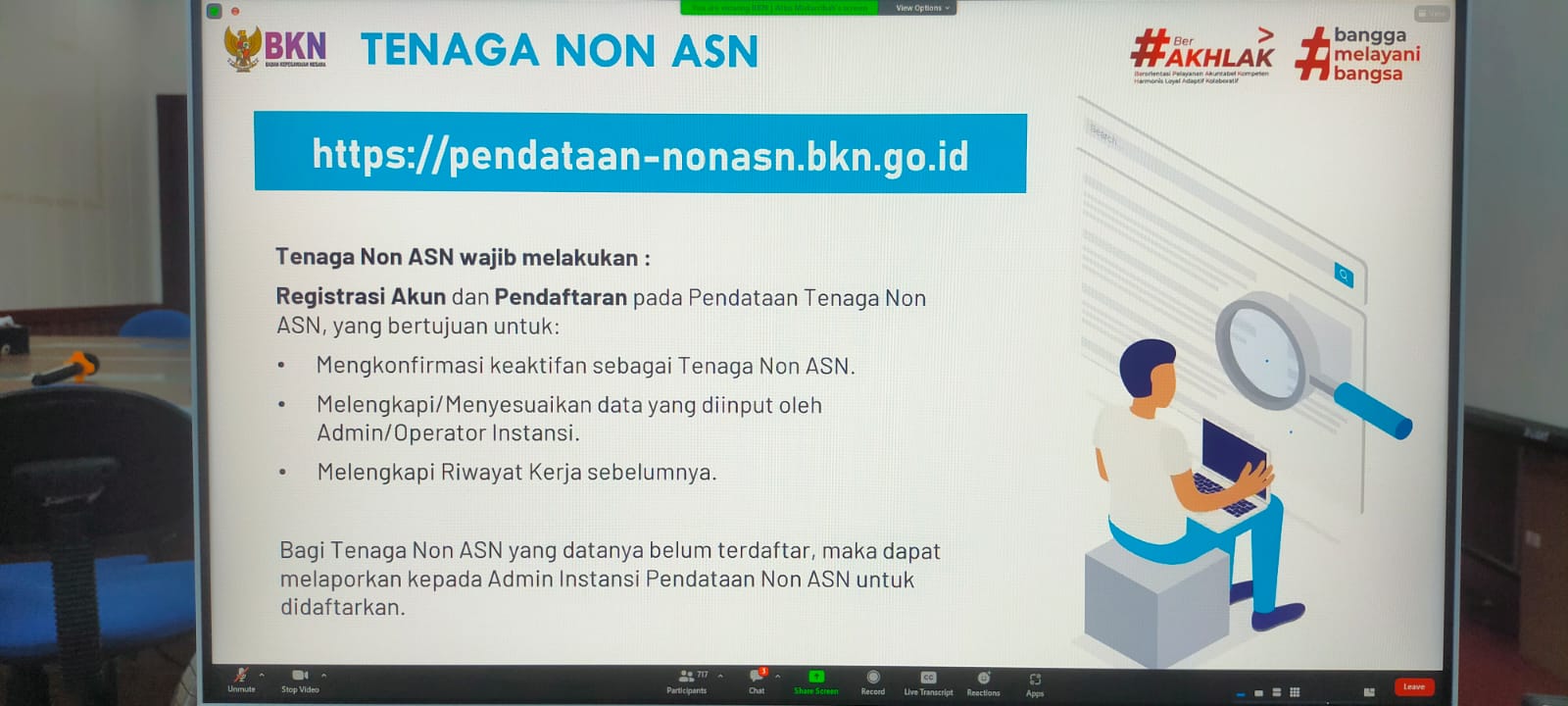 Sekretaris Daerah Prov. Kalteng Nuryakin Hadiri Sosialisasi Pendataan Tenaga Non Aparatur Sipil Negara di Lingkungan Instansi Pemerintah secara Virtual