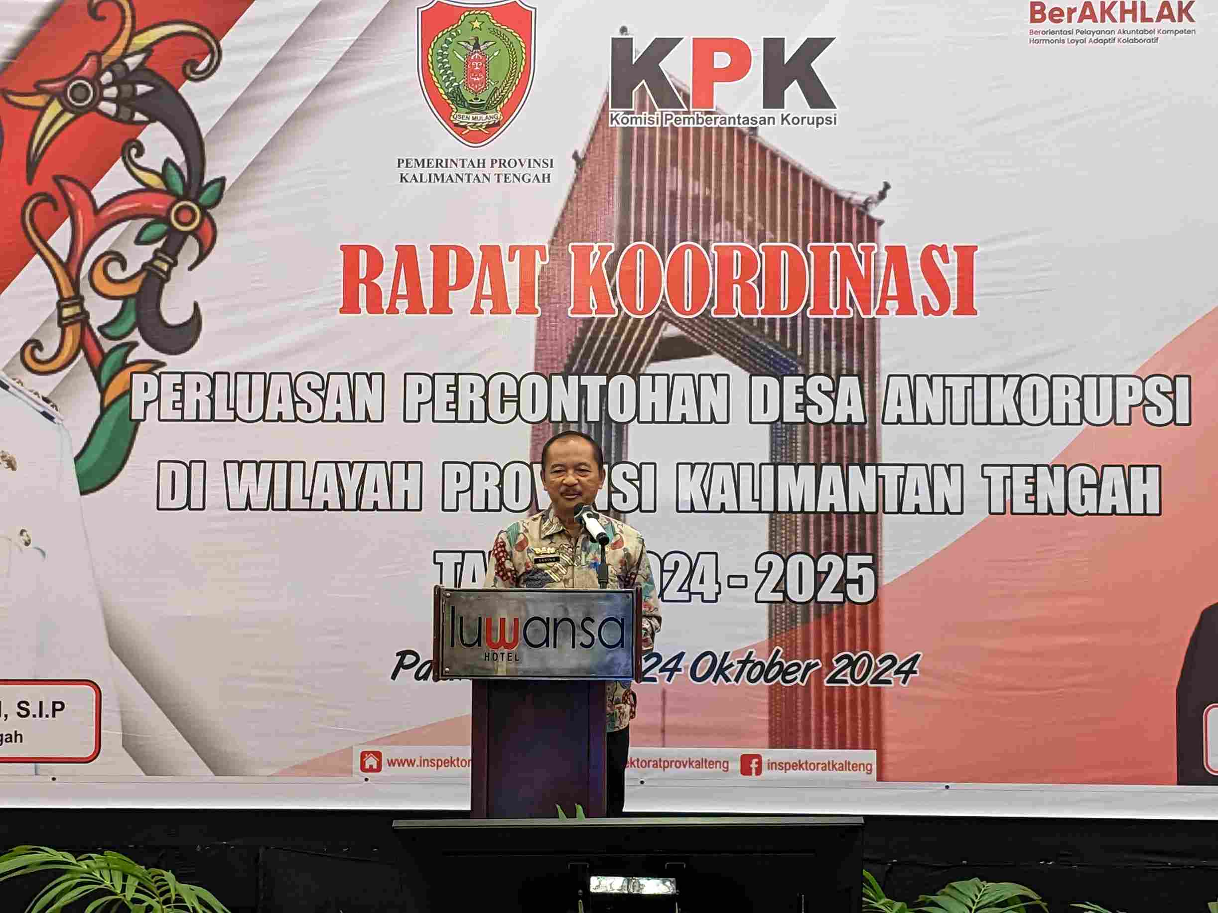 Inspektorat Daerah Prov. Kalteng Gandeng KPK Gelar Rakor Persiapan Perluasan Percontohan Desa Antikorupsi Tahun 2024-2025