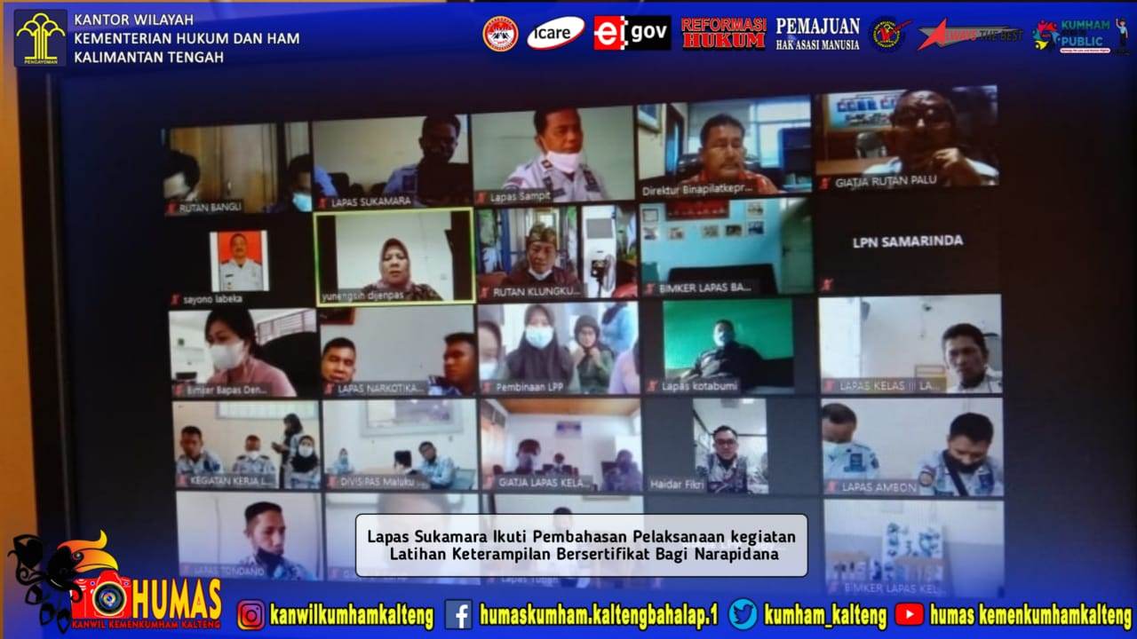 Lapas Sukamara Ikuti Pembahasan Pelaksanaan Latihan Keterampilan Bersertifikat Bagi Narapidana
