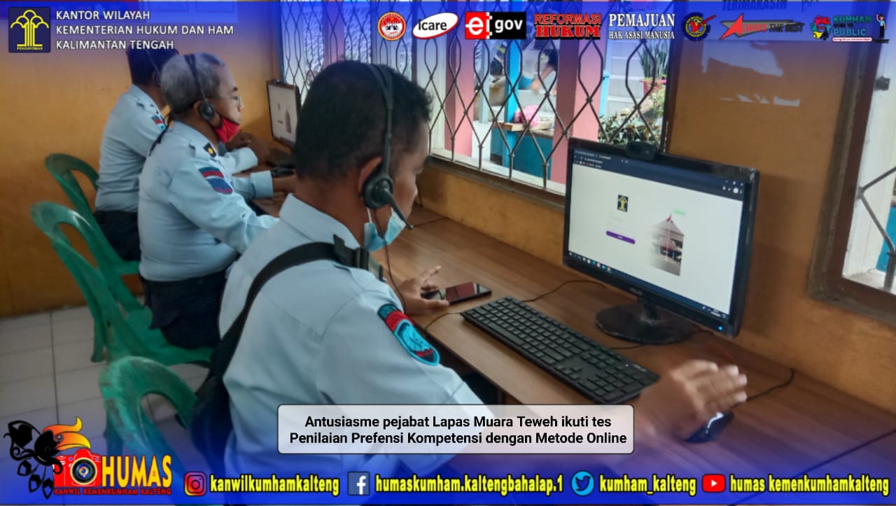 Dua Belas Orang Pejabat Struktural Lapas Muara Teweh Ikuti Ujian Kompetensi Secara Online