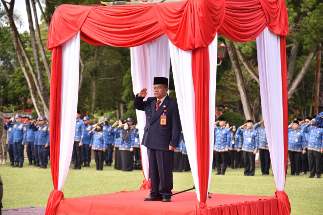 Pemkab Kobar Gelar Upacara Bendera Memperingati Hari Otonomi Daerah XXVIII