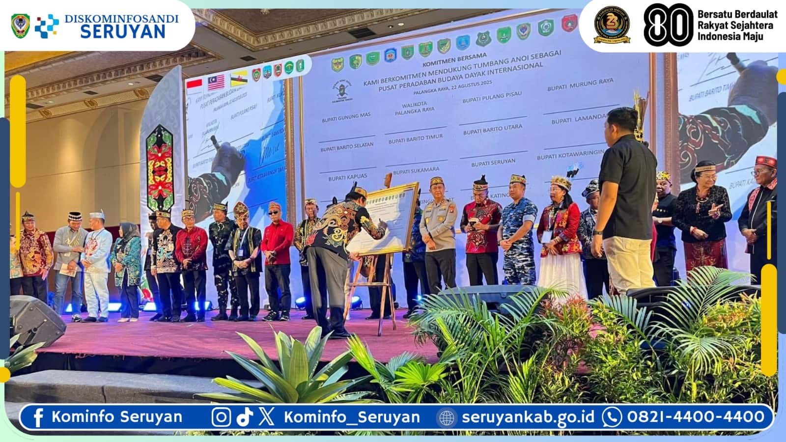 Bupati Seruyan Hadiri Seminar Internasional Peringatan Hari Masyarakat Adat Sedunia di Palangka Raya