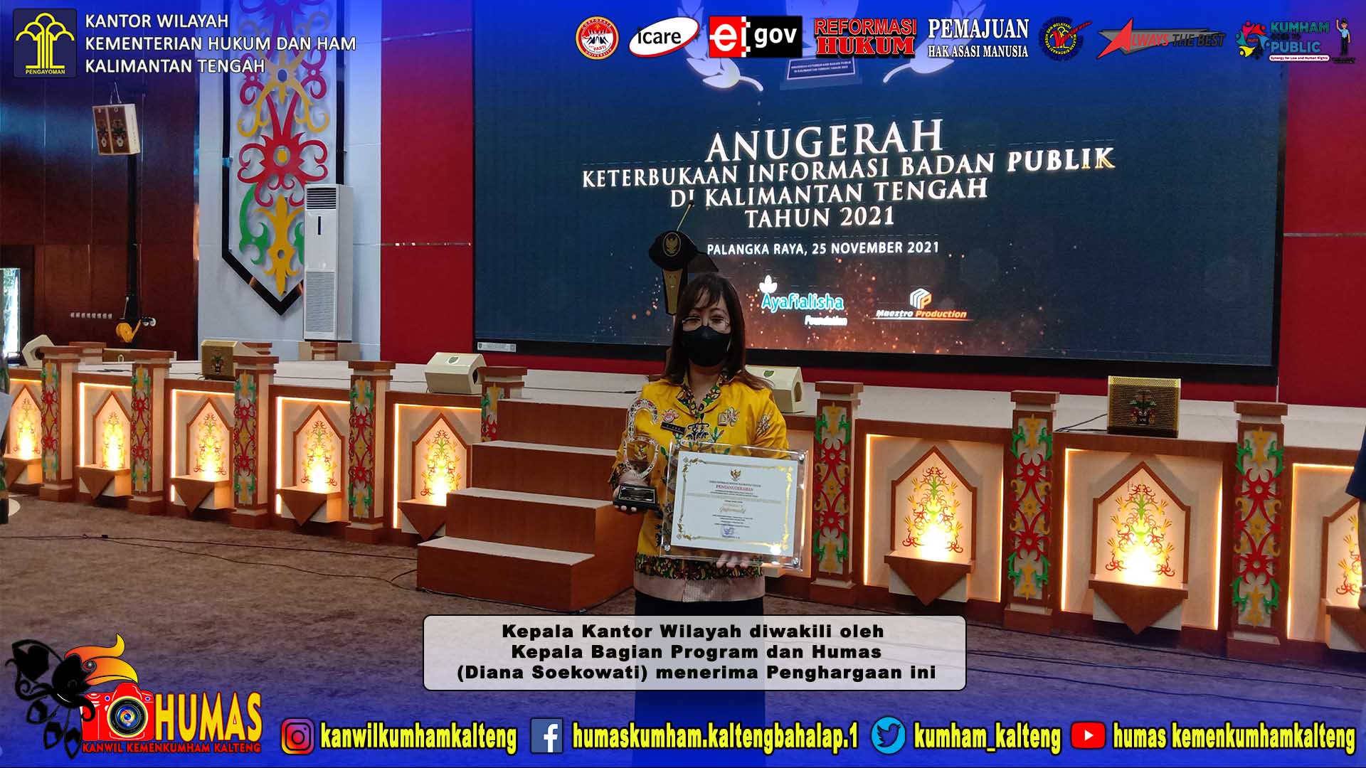Kanwil Kemenkumham Kalteng Kembali Berikan Prestasi di Anugerah Keterbukaan Informasi Publik Prov. Kalteng