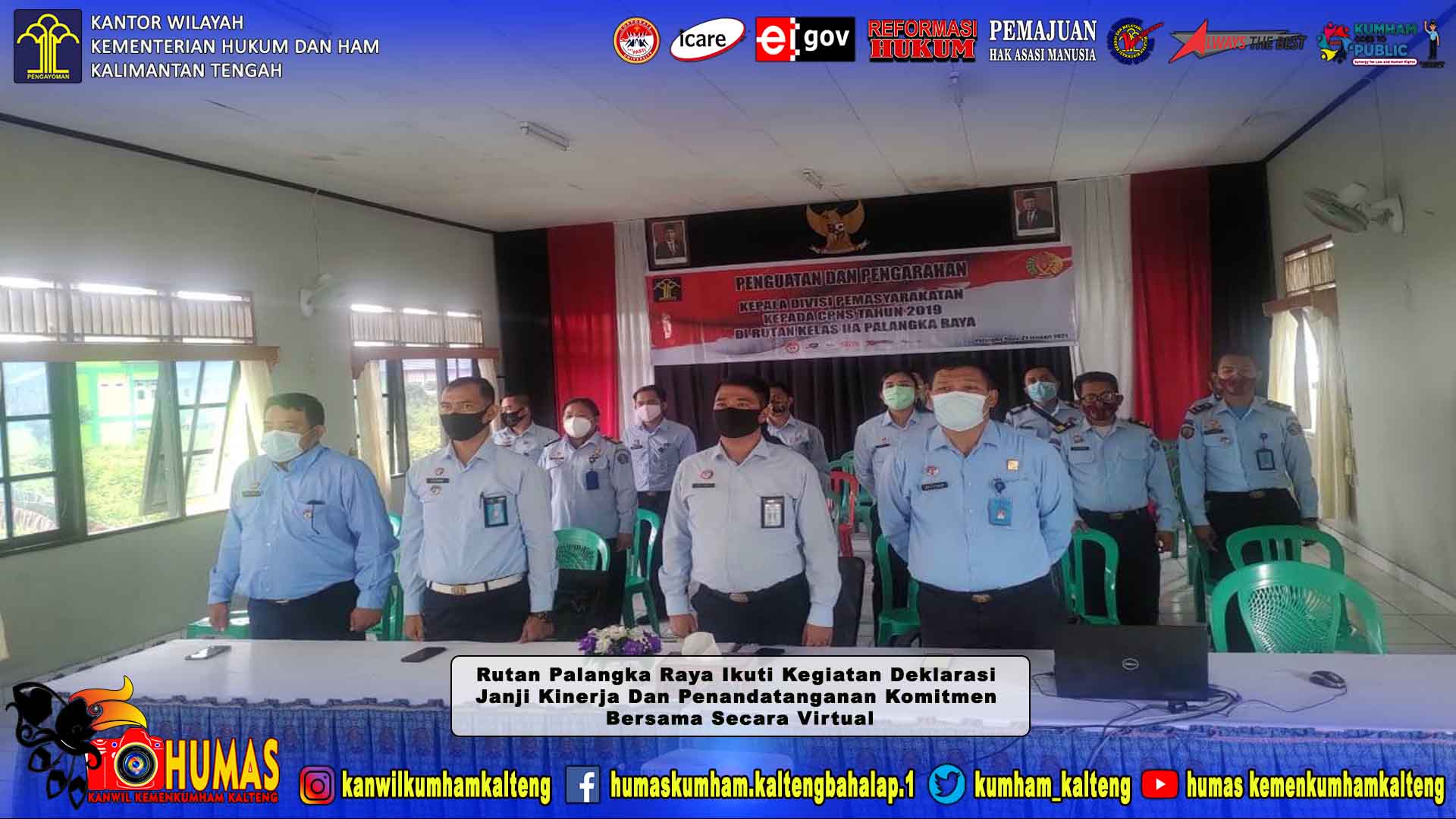 Rutan Palangka Raya Ikuti Kegiatan Deklarasi Janji Kinerja dan Penandatanganan Komitmen Bersama Secara Virtual
