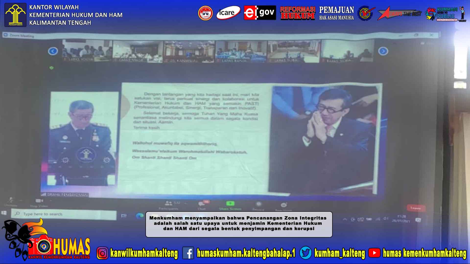 Rutan Palangka Raya Ikuti Kegiatan Deklarasi Janji Kinerja dan Penandatanganan Komitmen Bersama Secara Virtual