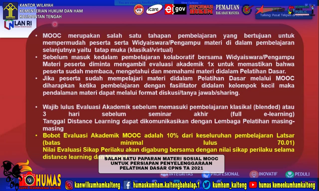 CPNS Lapas Narkotika Kasongan Ikuti Sosialisasi MOOC