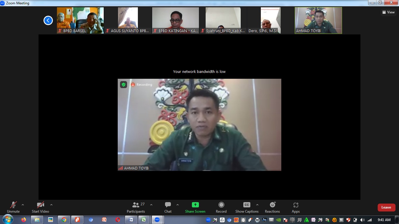 Tunjuk Pos Lapangan Karhutla di Kabupaten/Kota, BPBPK Prov. Kalteng Gelar Rapat Virtual