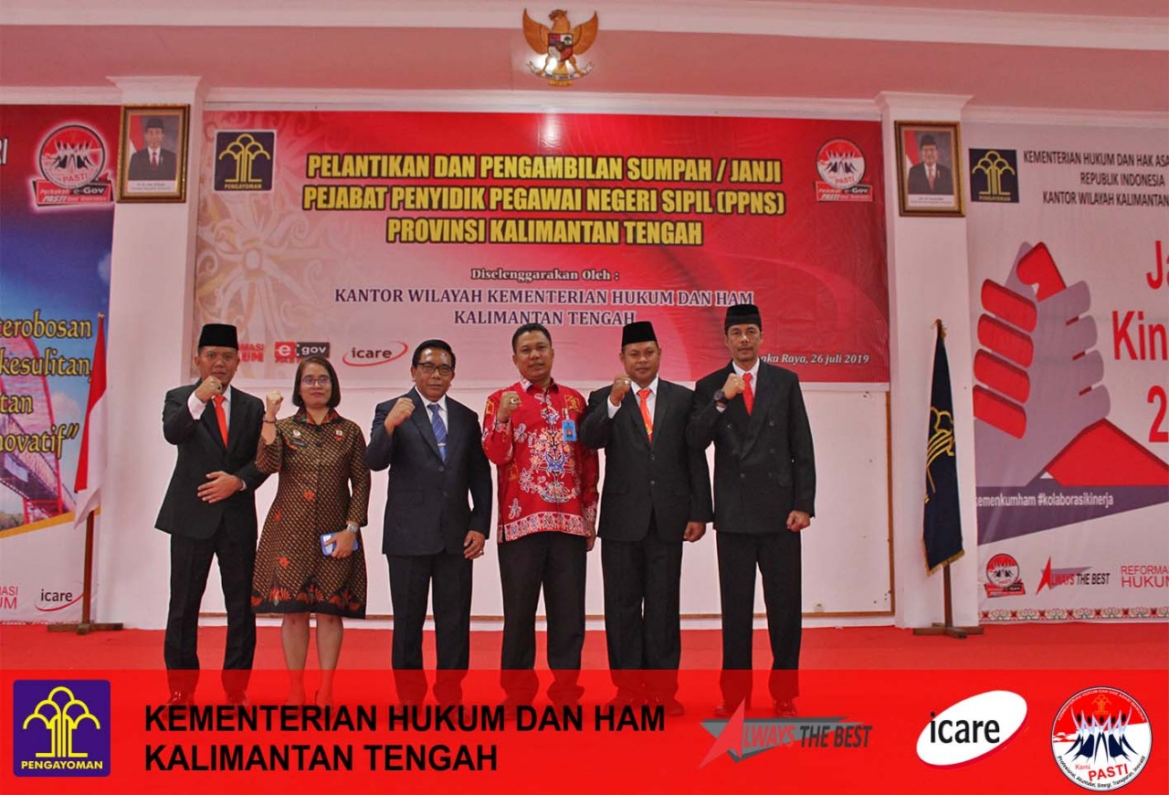 Plt. Kakanwil Kemenkumham Kalteng Lantik Tiga PPNS