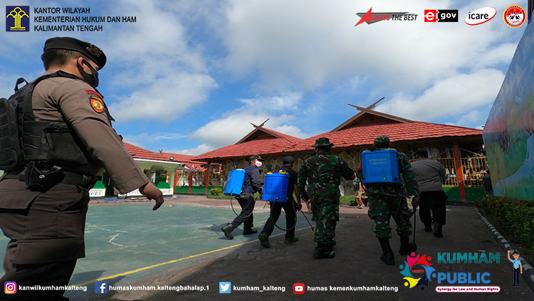 Lapas Sampit Kembali Lakukan Penyemprotan Disinfektan Bekerja Sama Dengan Tim Gugus Tugas Covid-19 Kotim