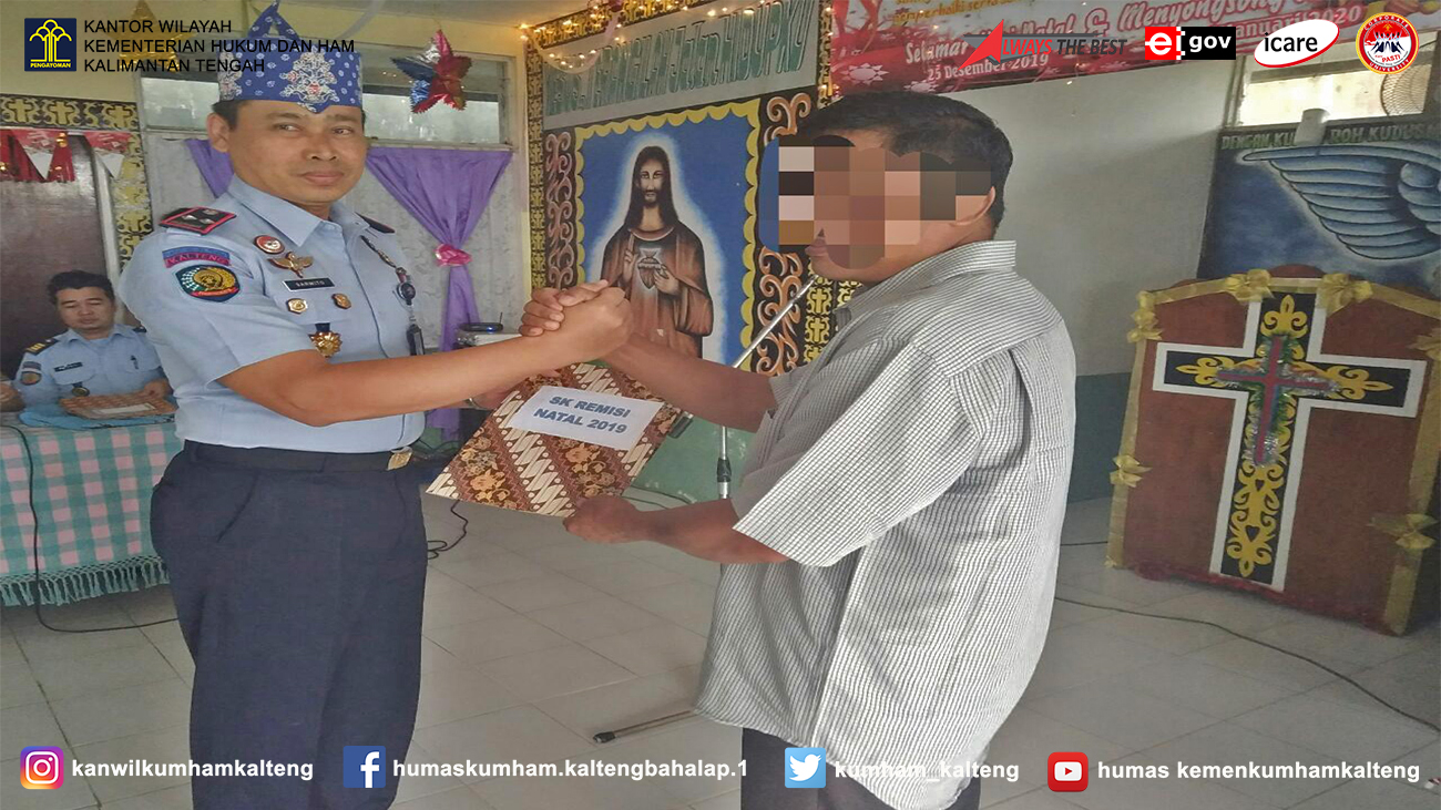 Penyerahan Remisi Khusus Hari Raya Natal Tahun 2019 Di Lapas Muara Teweh