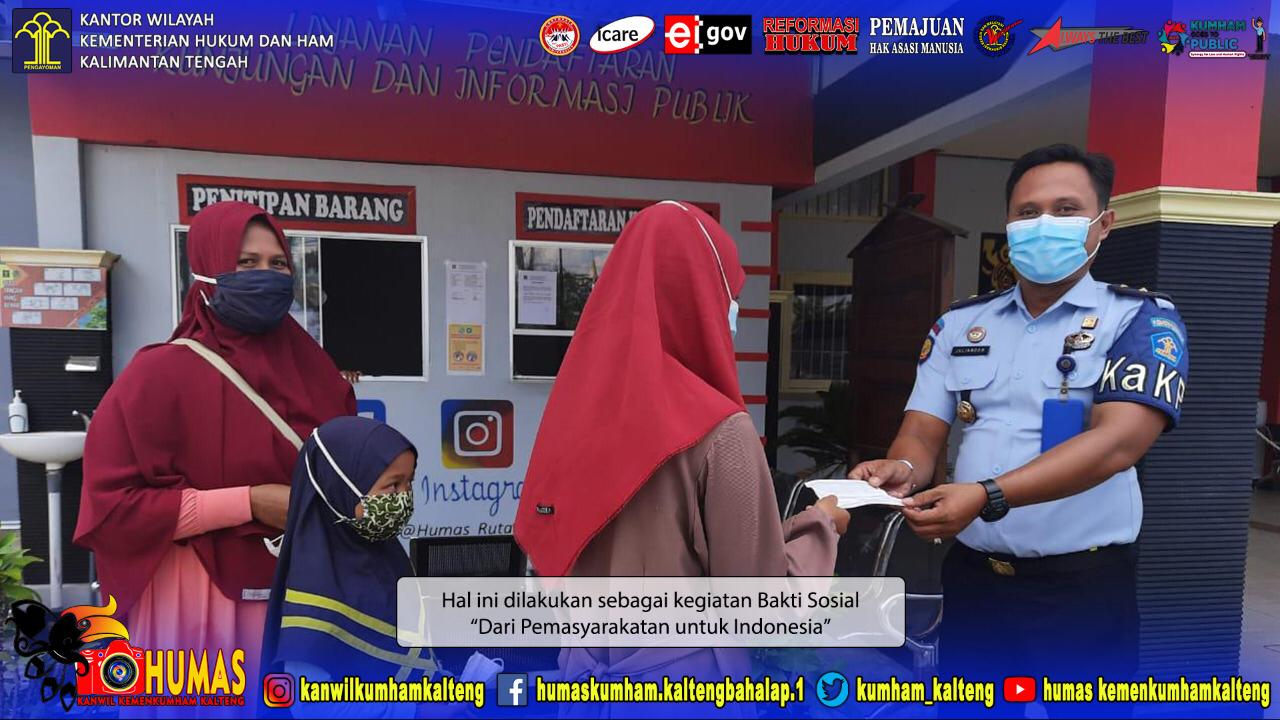 Rutan Kuala Kapuas Bagikan Masker Gratis