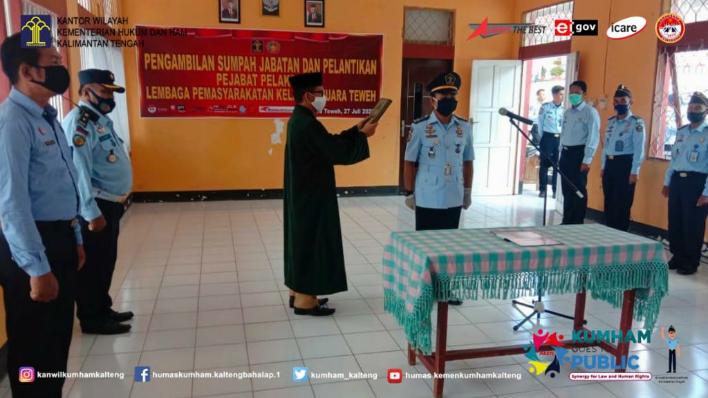 Seorang Petugas Lapas Muara Teweh Diambil Sumpah dan Dilantik Menjadi Pejabat Pelaksana Secara Virtual