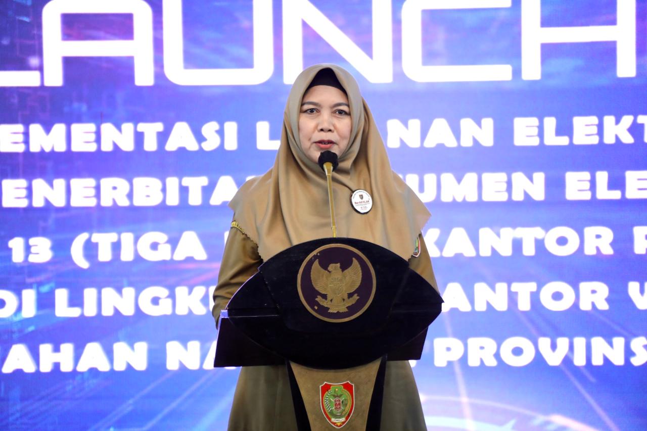 Asisten Ekbang Sri Widanarni Launching Implementasi Layanan Elektronik dan Penerbitan Dokumen Elektronik 13 Kantor Pertanahan di Prov Kalteng