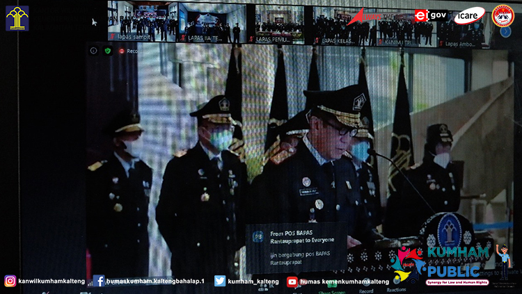 Lapas Sampit Ikuti Upacara Peringatan Hari Dharma Karyadhika Tahun 2020 Secara Virtual