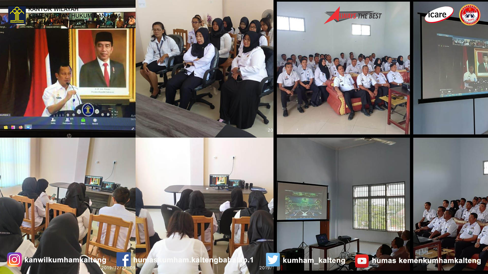 UPT di Jajaran Kanwil Kumham Kalimantan Tengah Ikuti Teleconference Refleksi AKhir Tahun 2019