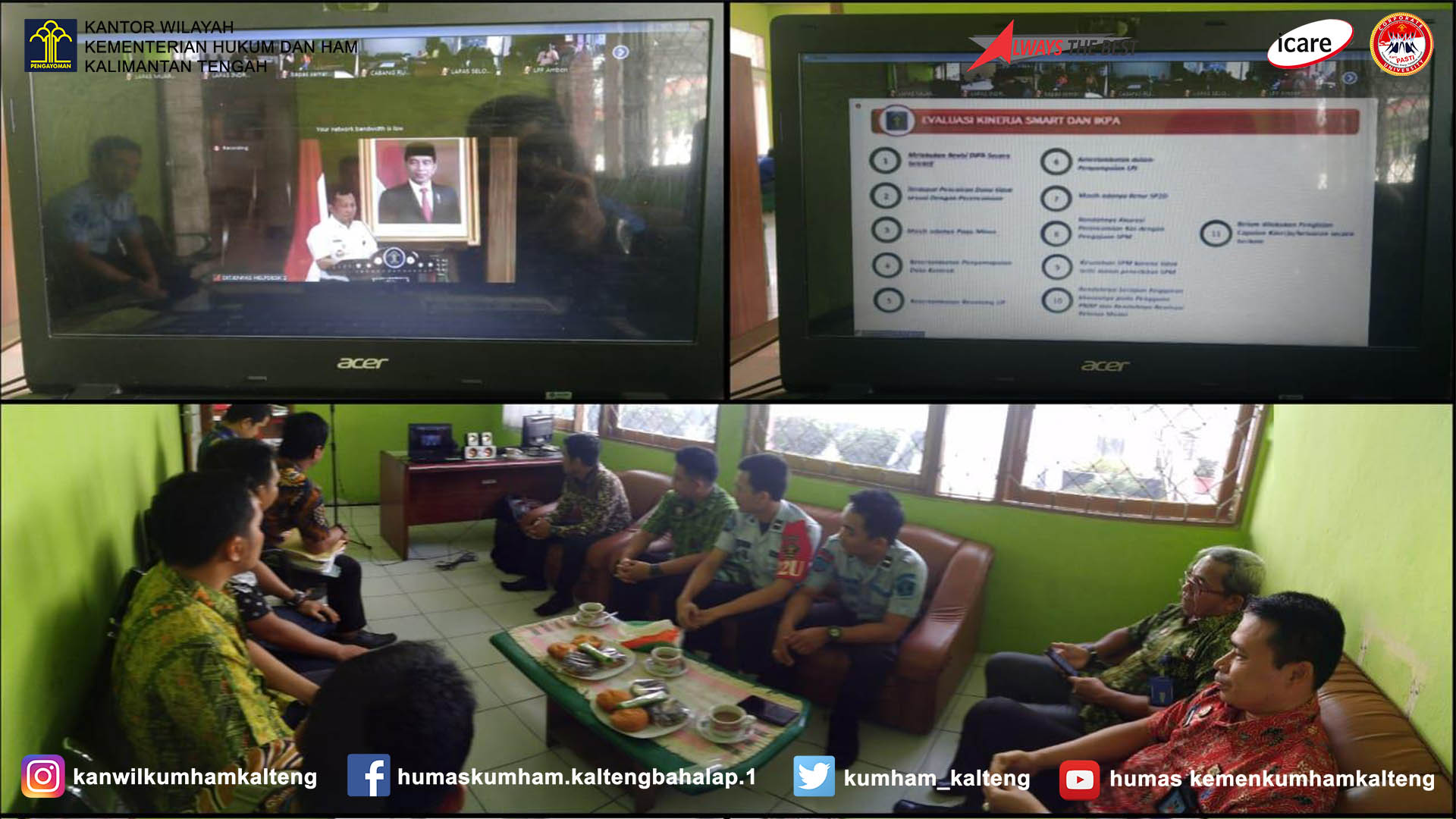 UPT di Jajaran Kanwil Kumham Kalimantan Tengah Ikuti Teleconference Refleksi AKhir Tahun 2019