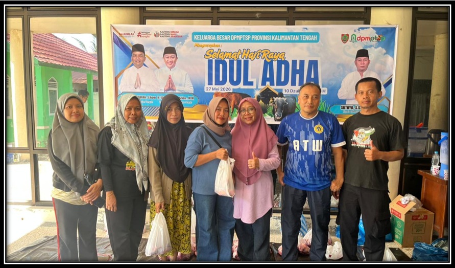Majelis Taklim DPMPTSP Prov. Kalteng Salurkan Hewan Kurban pada Idul Adha 1447 H, Wujud Semangat Berbagi dan Kepedulian