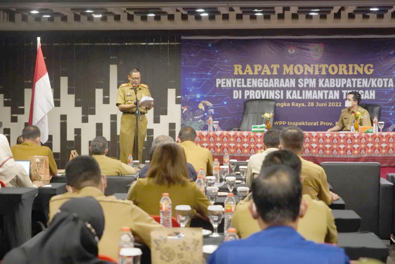 Sahli Gubernur Bidang Ekonomi Keuangan dan Pembangunan Yuas Elko Buka Rapat Monitoring Penyelenggaraan Standar Pelayanan Minimal (SPM) Kab/Kota se-Kalteng
