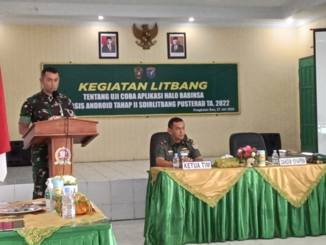 Tim Litbang Pusterad Gelar Sosialisasi Aplikasi Halo Babinsa untuk Wilayah Kobar