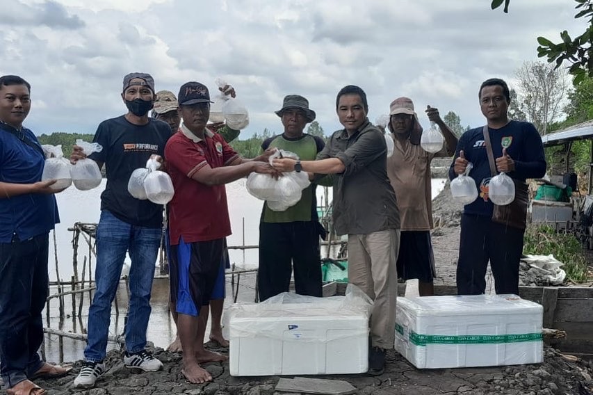 Pemprov. Kalteng Serahkan Bantuan Benih Udang Windu Kepada Pokdakan Tambak Sungai Ratik Kumai
