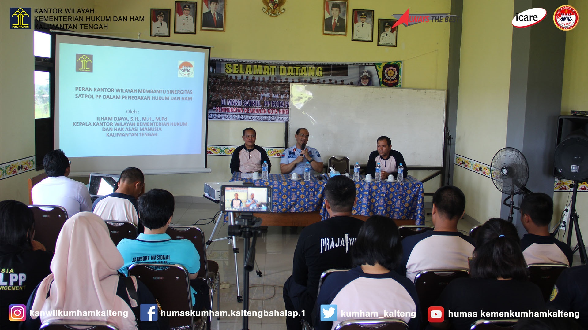 Kakanwil Jadi Narasumber Penyelenggaraan Pembinaan Personel Bagi Satuan Polisi Pamong Praja Kota Palangka Raya