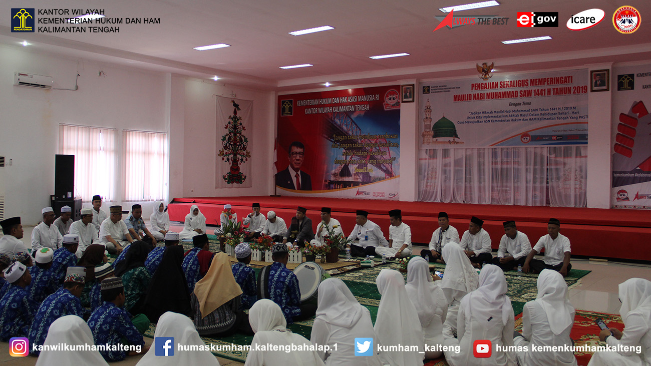 Kanwil Kemenkumham Kalteng Laksanakan Kegiatan Peringatan Maulid Nabi Muhammad SAW 1441 H / 2019 M
