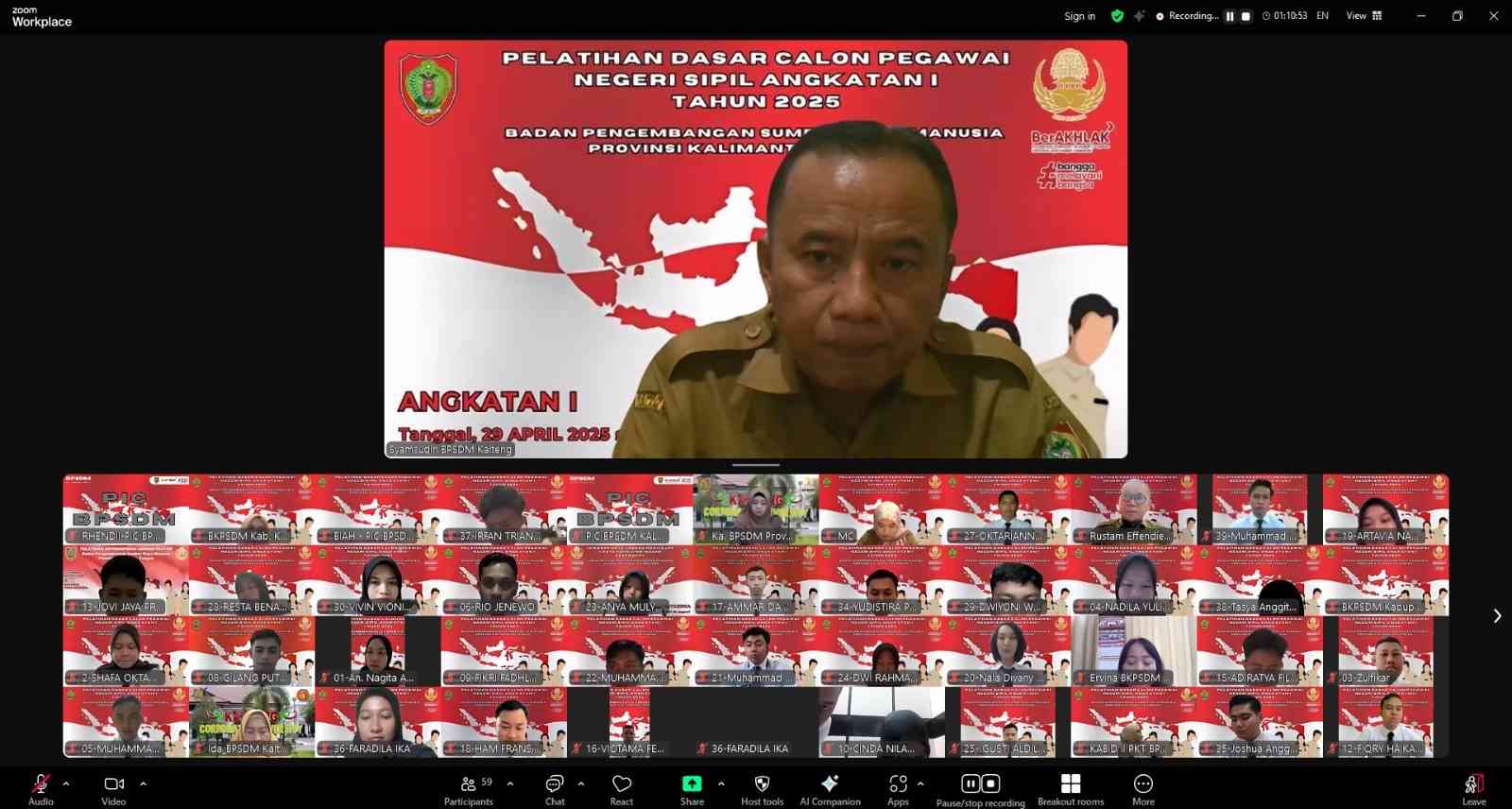 BPSDM Prov. Kalteng Adakan Pelatihan Dasar CPNS Tahun 2025, Mewujudkan ASN Berkelas Dunia yang Berakhlak dan Melayani
