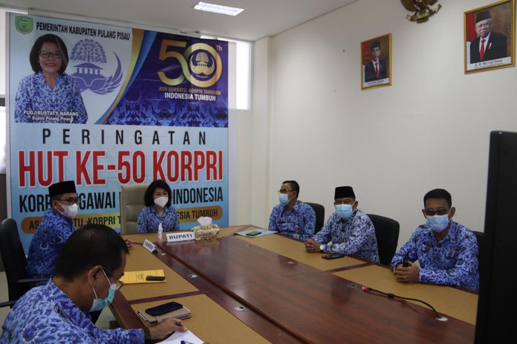 Bupati Pulang Pisau Ikuti Peringatan HUT KORPRI Secara Virtual
