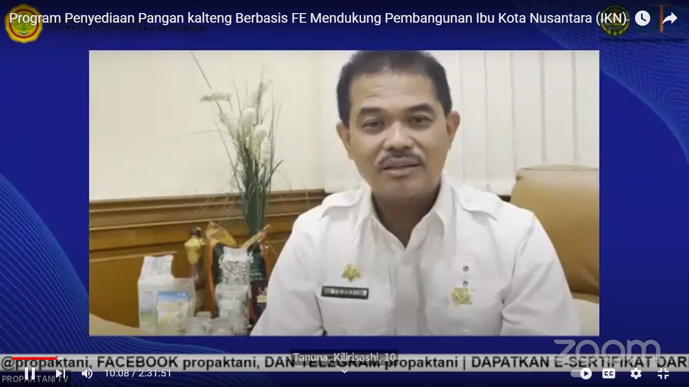 Dukung Program Penyediaan Pangan Berbasis Food Estate, Dinas TPHP Prov. Kalteng Laksanakan Webinar ProPaktani Online 