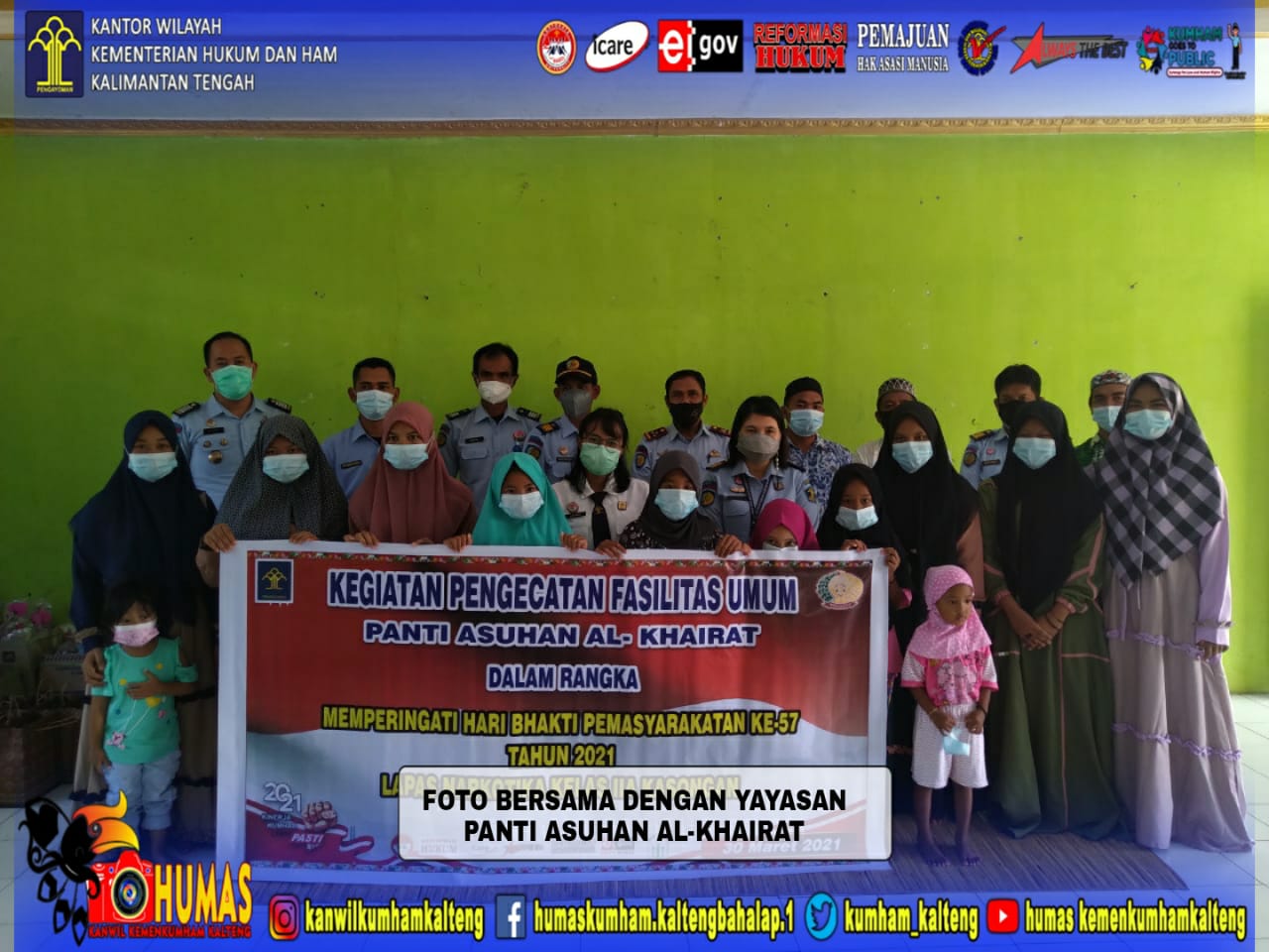 Sambut Hari Bhakti Pemasyarakatan Tahun 2021, Lapas Narkotika Kasongan Gelar Bakti Sosial di Panti Asuhan