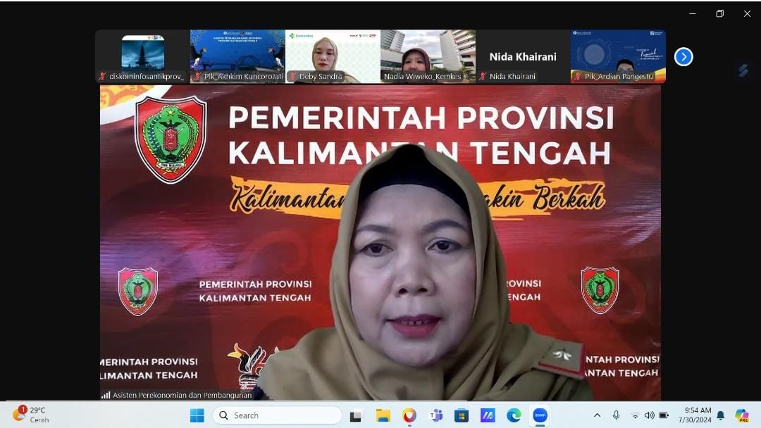 Asisten Ekbang Sri Widanarni Hadiri Rakor Persiapan Harvesting BBI/BBWI di Kalteng Secara Virtual