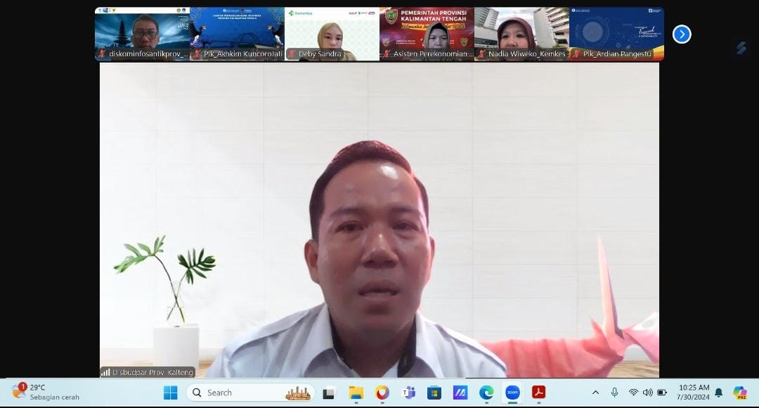 Asisten Ekbang Sri Widanarni Hadiri Rakor Persiapan Harvesting BBI/BBWI di Kalteng Secara Virtual
