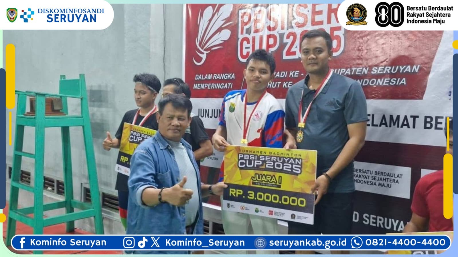 Tutup Turnamen Badminton PBSI, Bupati Seruyan Tekankan Peningkatan Fasilitas Olahraga Representatif