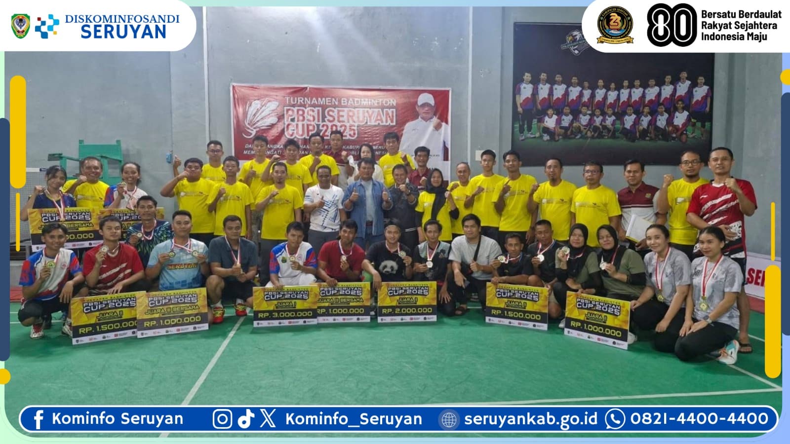 Tutup Turnamen Badminton PBSI, Bupati Seruyan Tekankan Peningkatan Fasilitas Olahraga Representatif